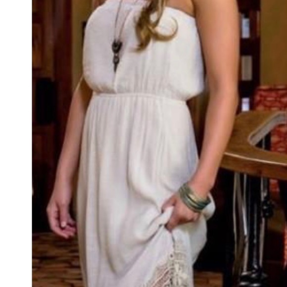 SWEET JOURNEY / lace trim maxi Dress Sz M - Picture 2 of 8